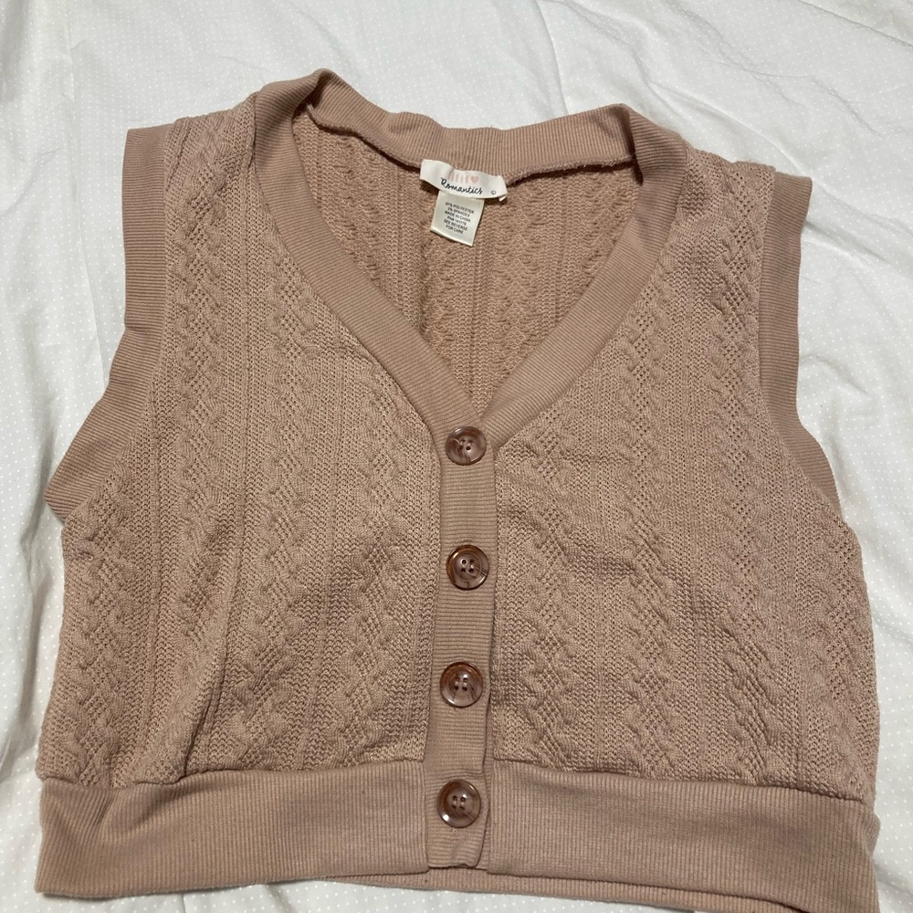 Tan Cable Knit Sweater Vest